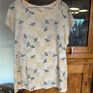Ted Baker Women's Floral Print Top - Cream and Blue Sz 4 = US 10